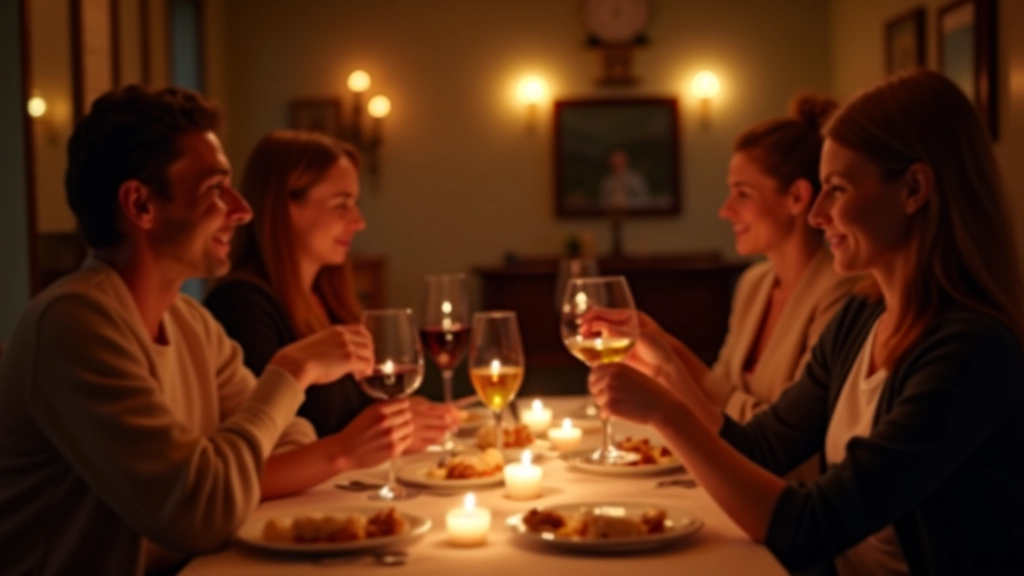 Adults enjoying wine tasting evening in Vilnius with warm candlelight and elegant ambiance