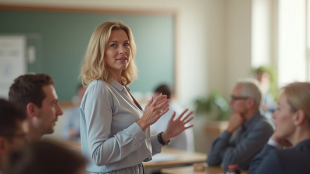 Adult language instructor engaged in conversation with student showing pronunciation techniques during one-on-one lesson